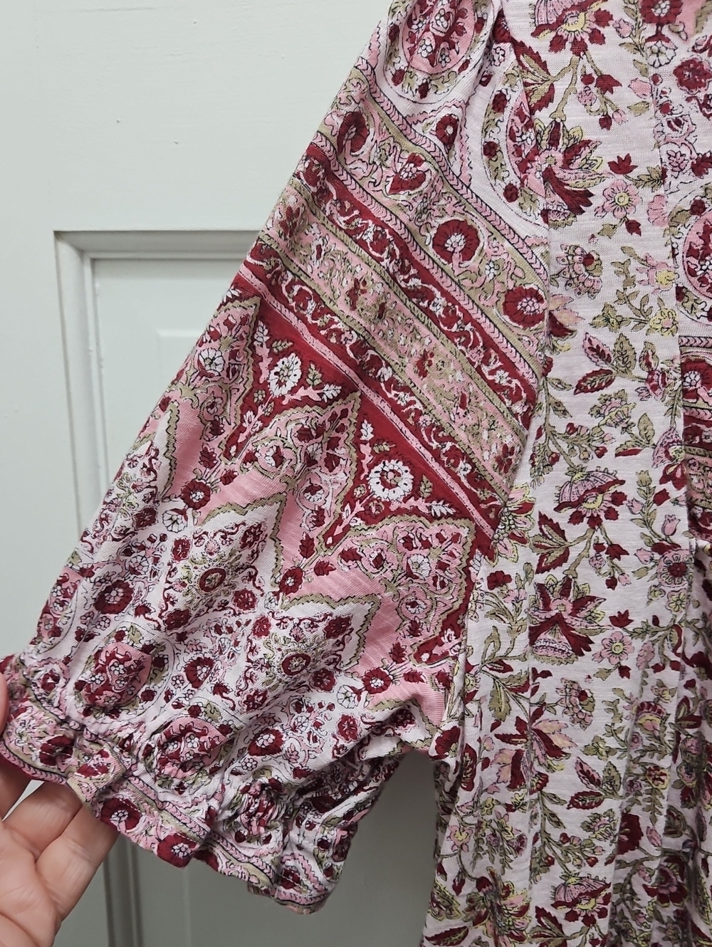 Lucky Brand Pink Floral Button-Up Peasant Top - Picture 4 of 9